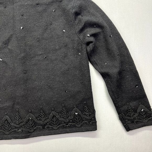 Talbots 100% Merino Wool Beaded Cardigan Sweater Women's‎ Sz M Button Vintage - Picture 15 of 16